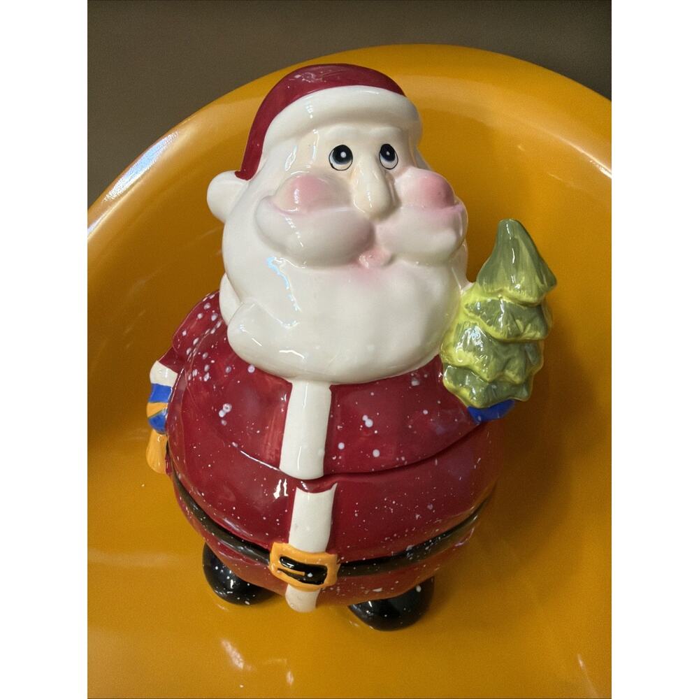 Vtg LTD Commodities Christmas Santa Cookie Jar 12" Ceramic Multicolored